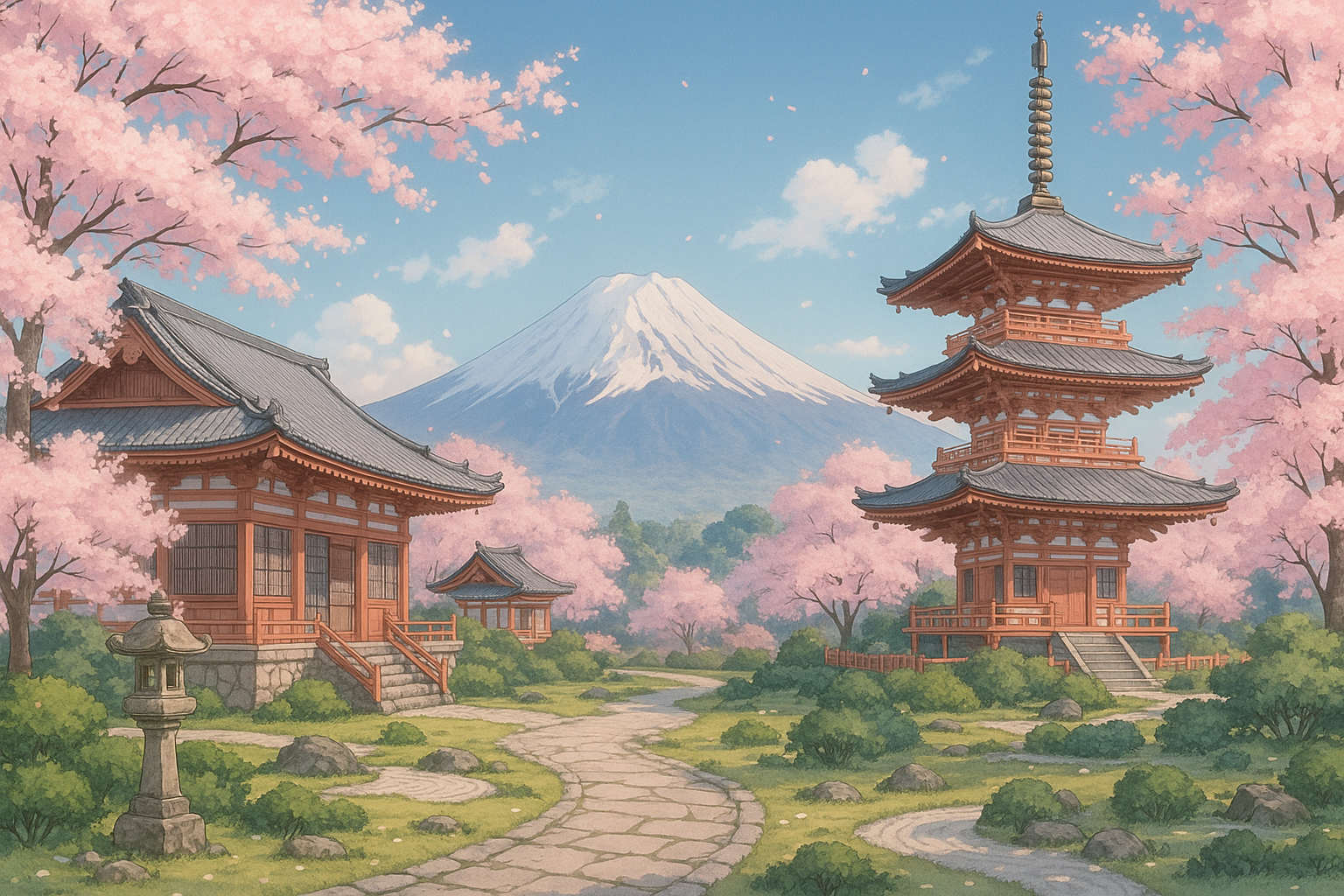 japan in der anime zeit mit einem schönem hintergrund